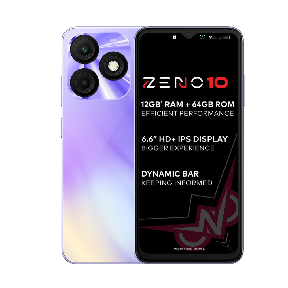 itel Zeno 10 Front Back Opal Purple