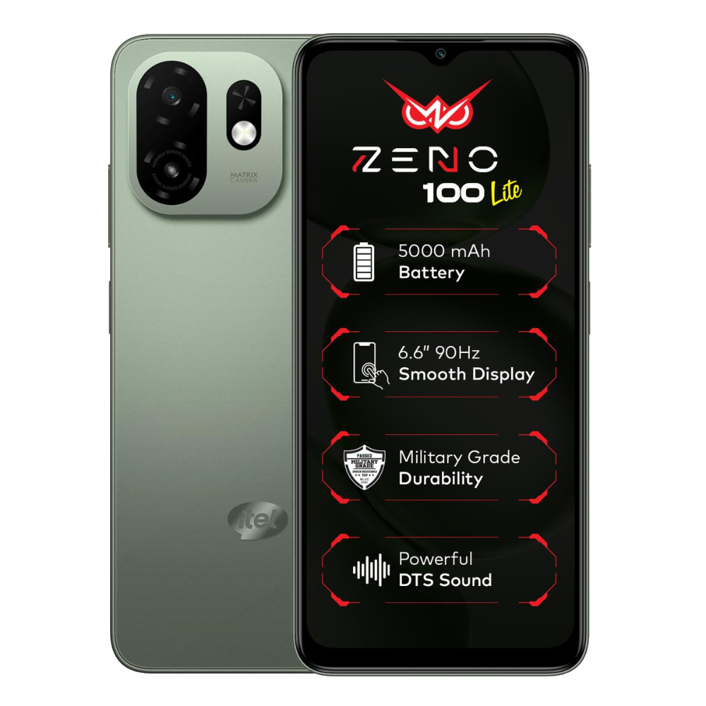  Itel Zeno 100 Lite Silk Green Front and Back