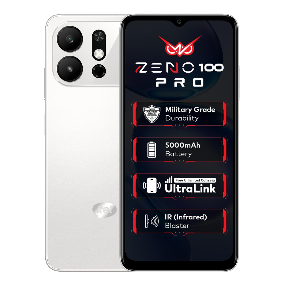 Itel Zeno 100 Pro Cloud White Front and Back