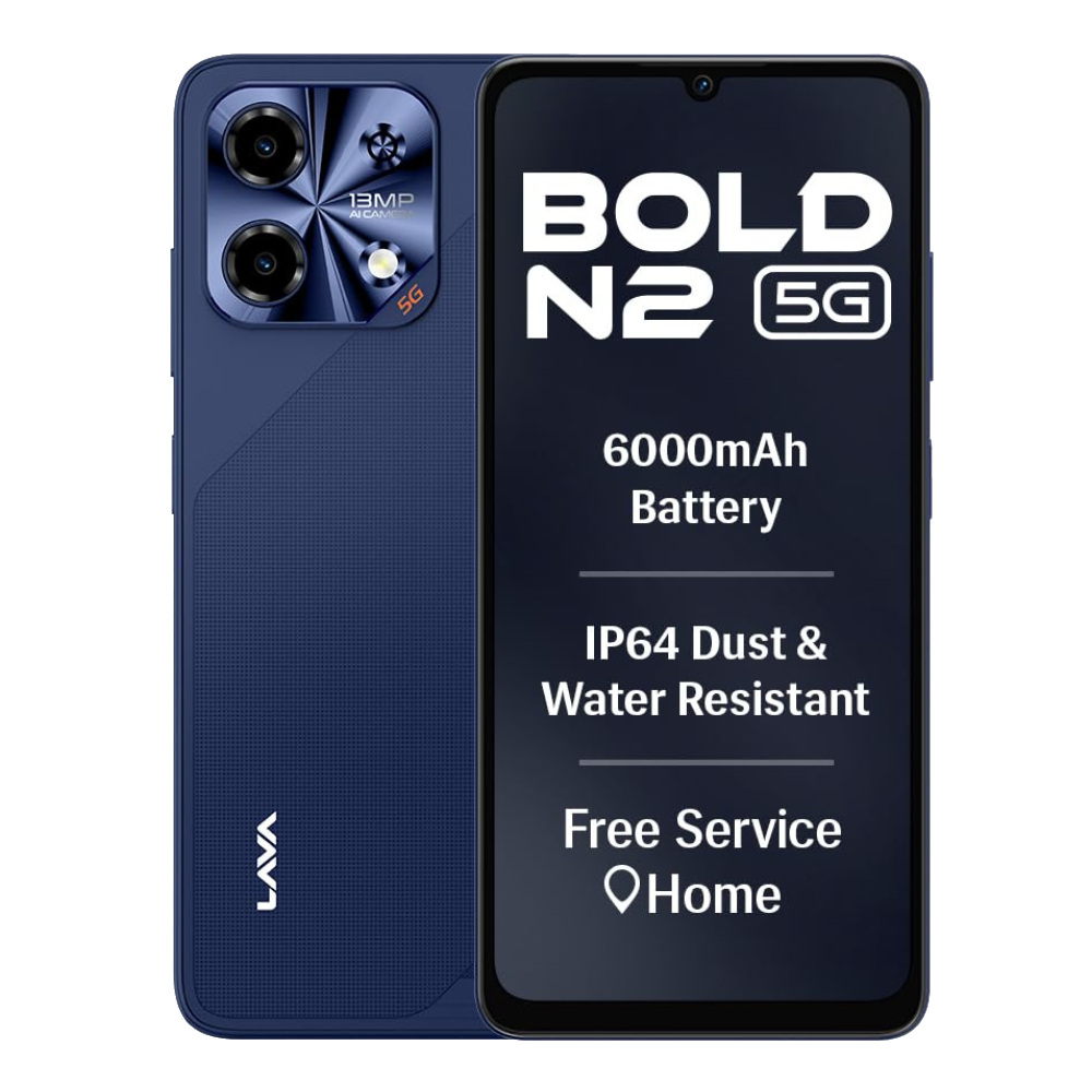 Lava Bold N2 5G Billionaire Blue Front and Back