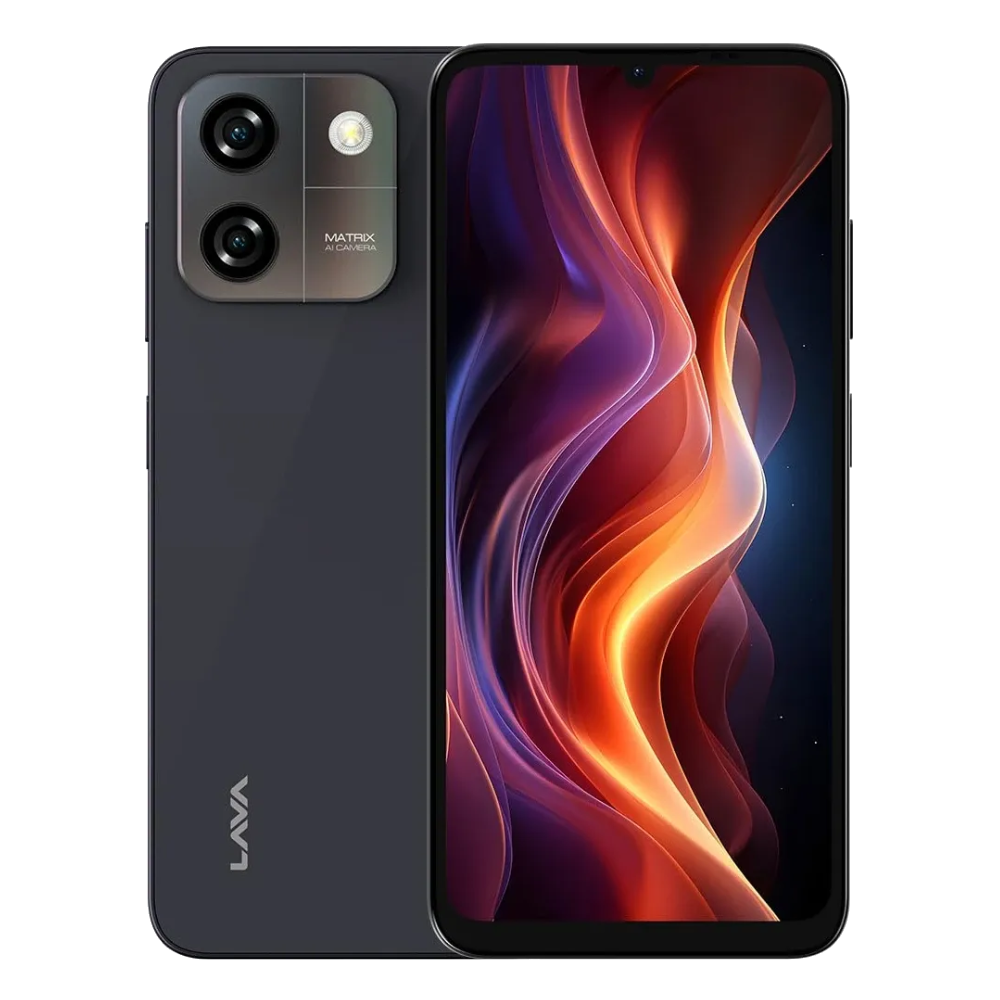 Lava O3 Glossy Black Front and Back