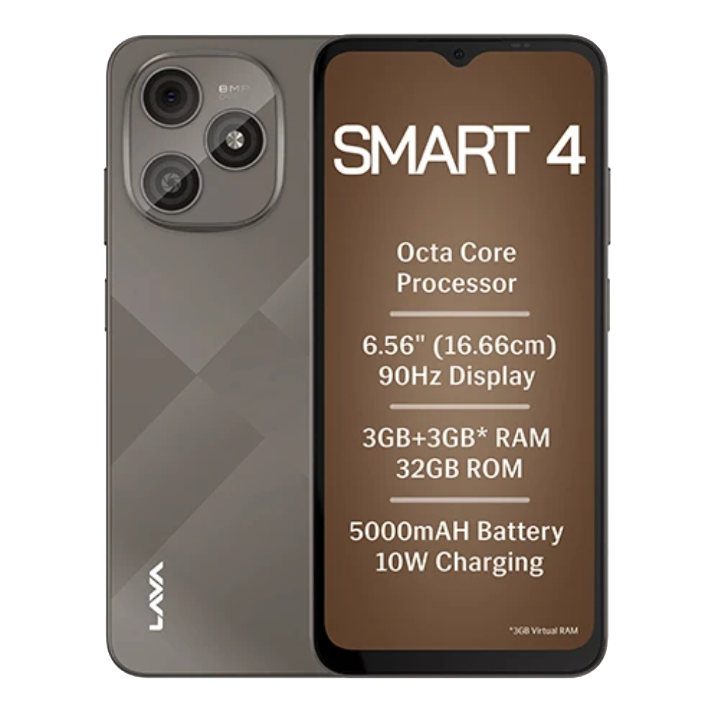Lava Smart 4 Front and Back in Ajanta Grey