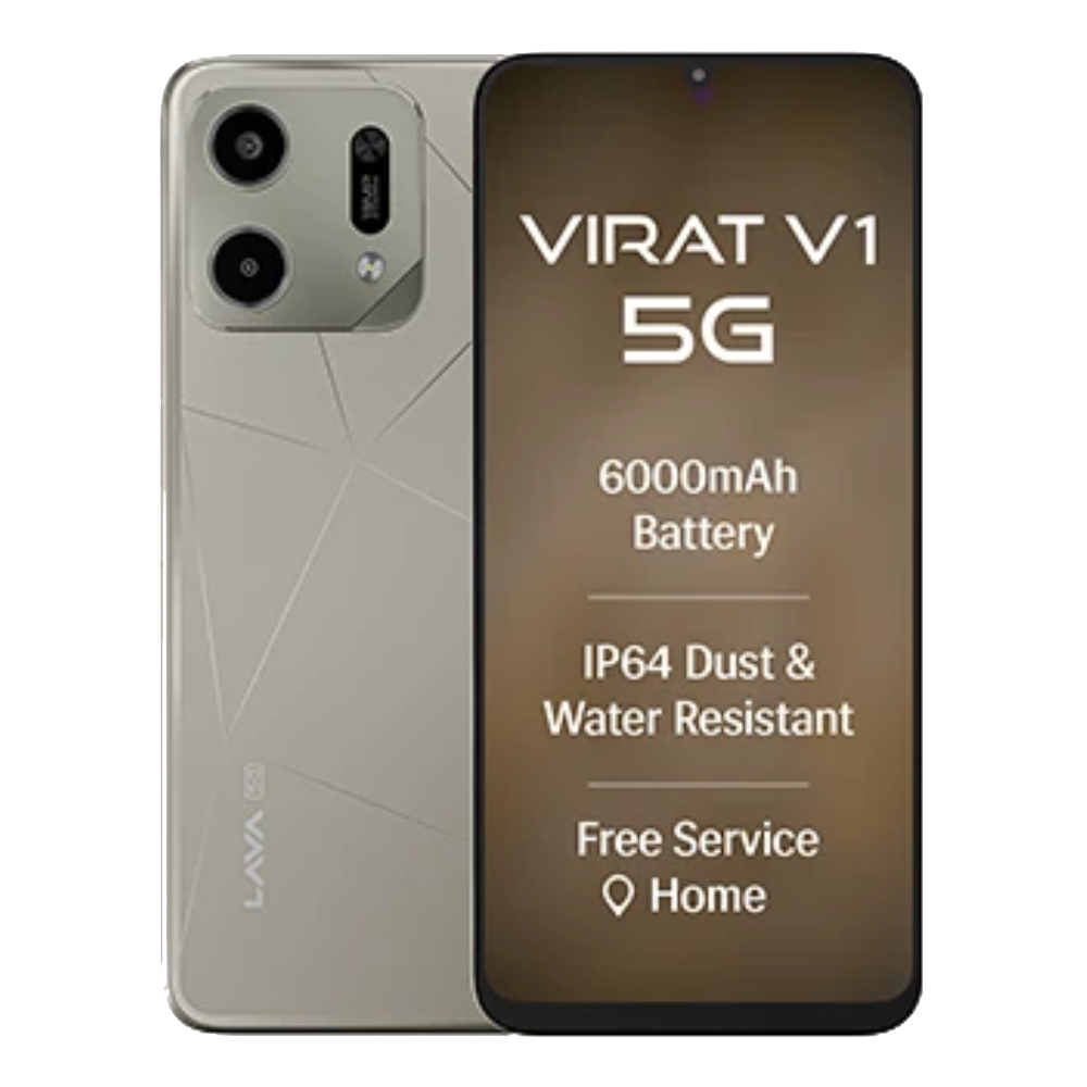 Lava Virat V1 5G Front and Back in Sonar Gold