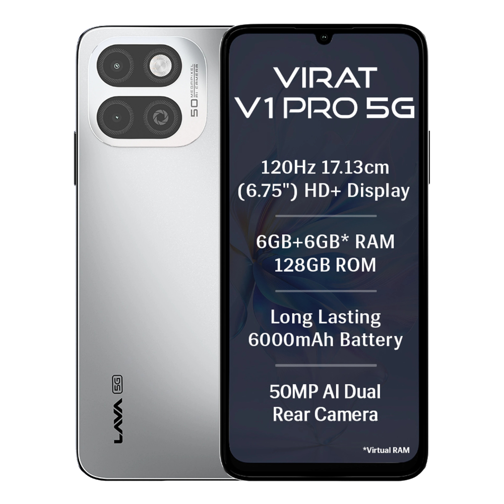 Lava Virat V1 Pro 5G Front and Back in Spiti Frost