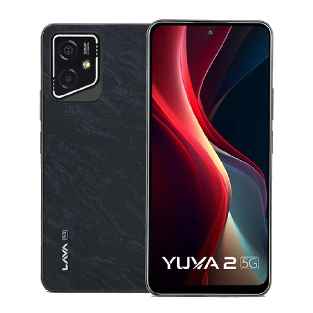 Lava Yuva 2 5G front and back in Marble Black