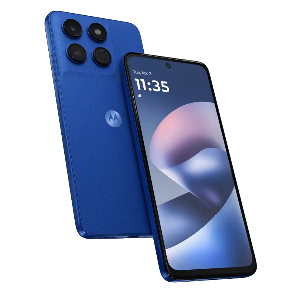 Moto G37 PANTONE Nautical Blue Front and Back