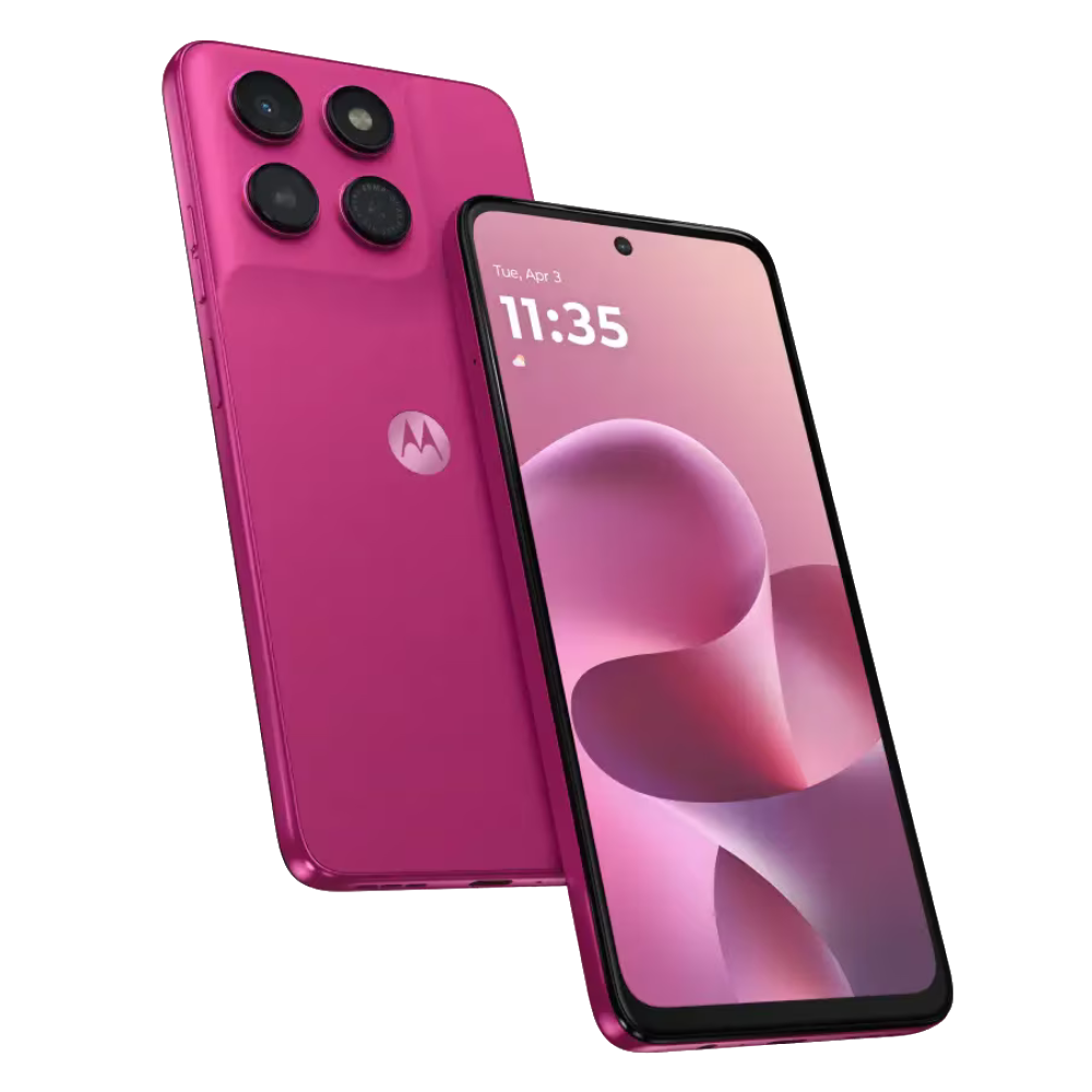 Moto G37 PANTONE Fuchsia Red Front and Back