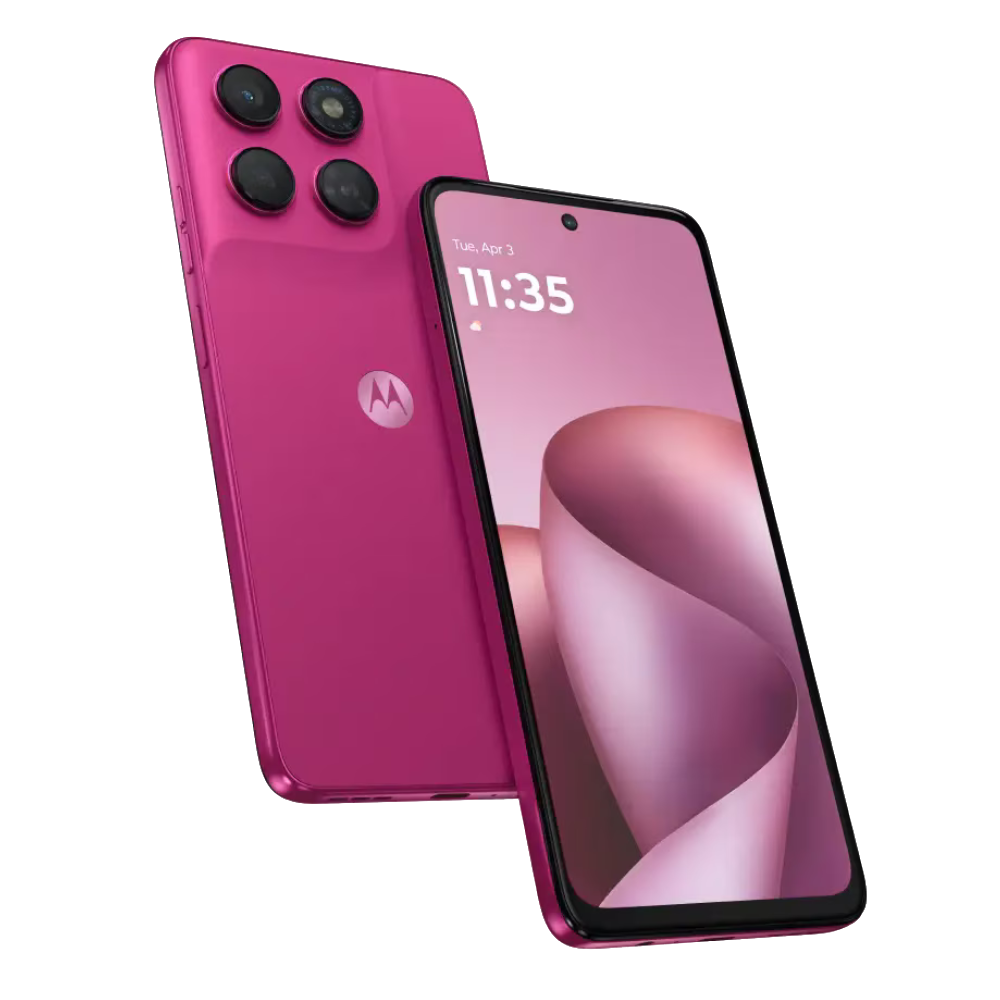 Moto G47 PANTONE Fuchsia Red Front and Back