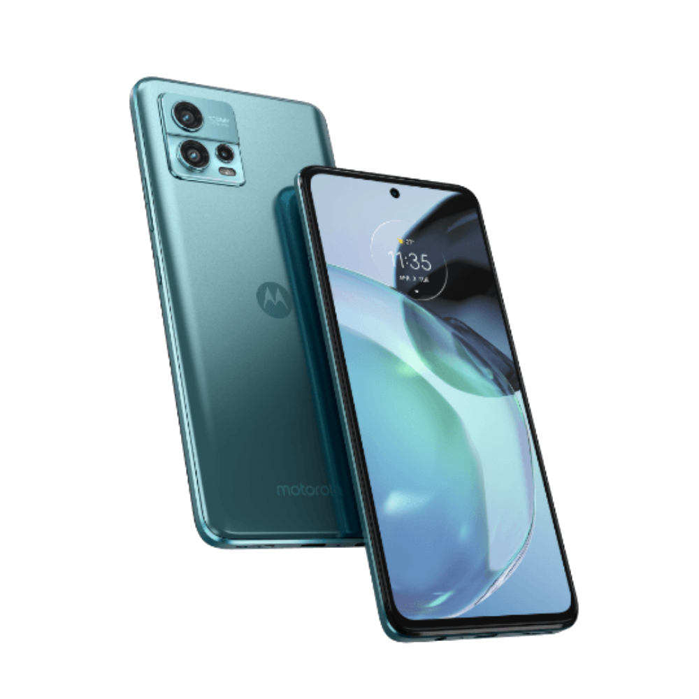 Moto G72 Polar Blue Front and Back Design