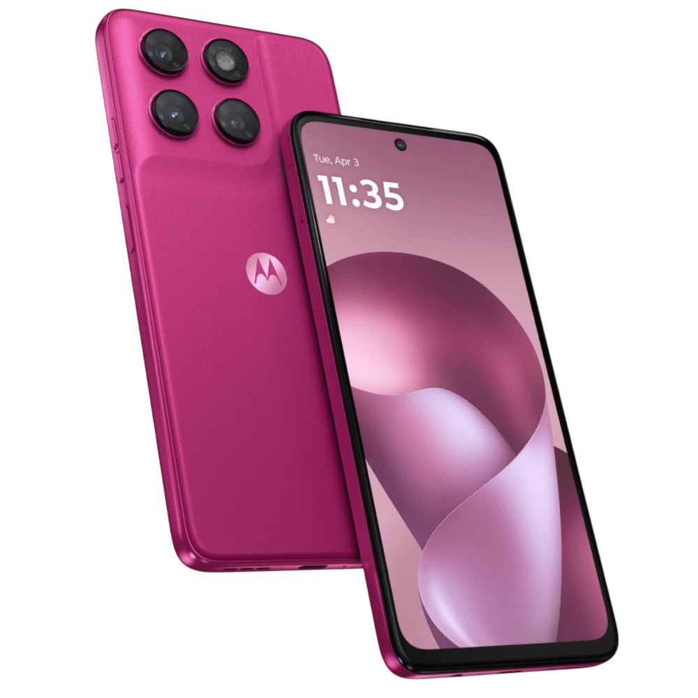 Moto G77 Power 5G Fuchsia Red Front and Back