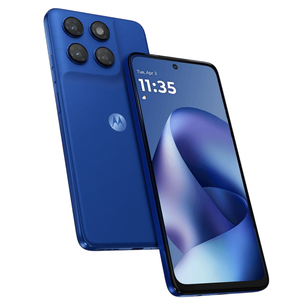 Moto G77 Power 5G Nautical Blue Front and Back