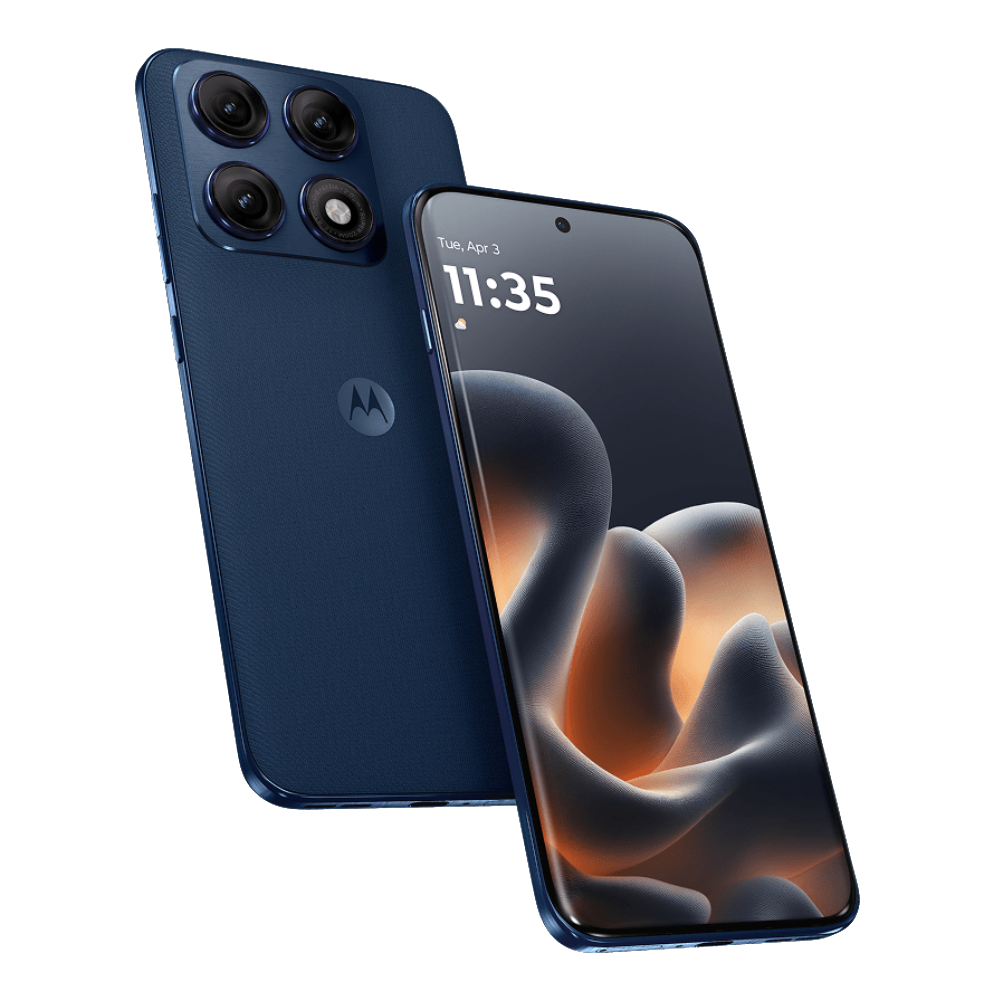 Motorola Edge 70 Pro front and back in PANTONE Titan