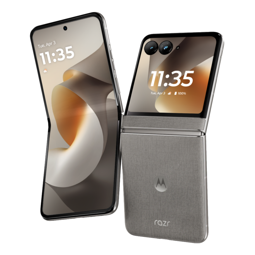 Motorola Razr 2026 front and back in PANTONE Hematite