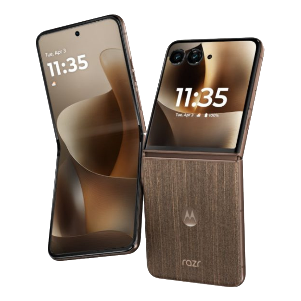 Motorola Razr Ultra 2026 front and back in PANTONE Cocoa