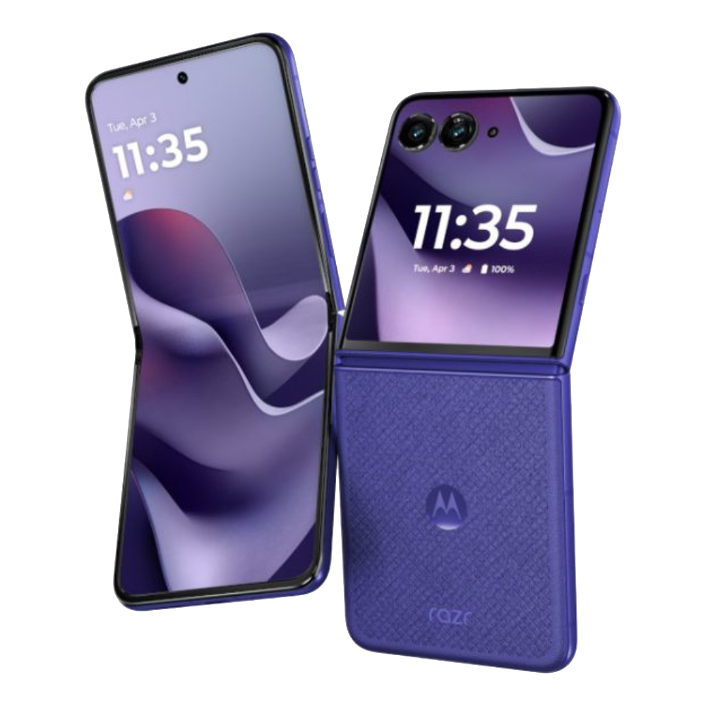 Motorola Razr Ultra 2026 front and back in PANTONE Orient Blue