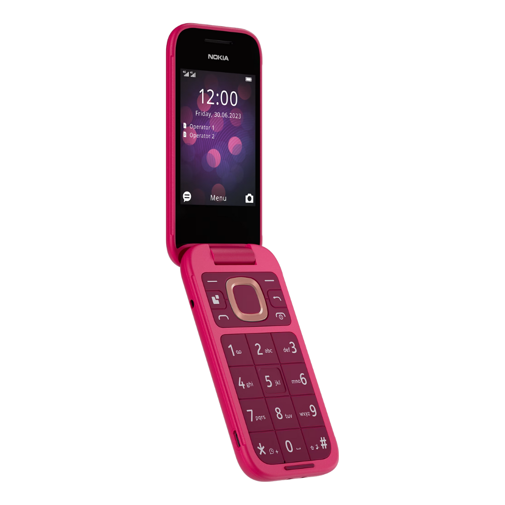 Nokia 2660 Flip 4G front and back in Pink