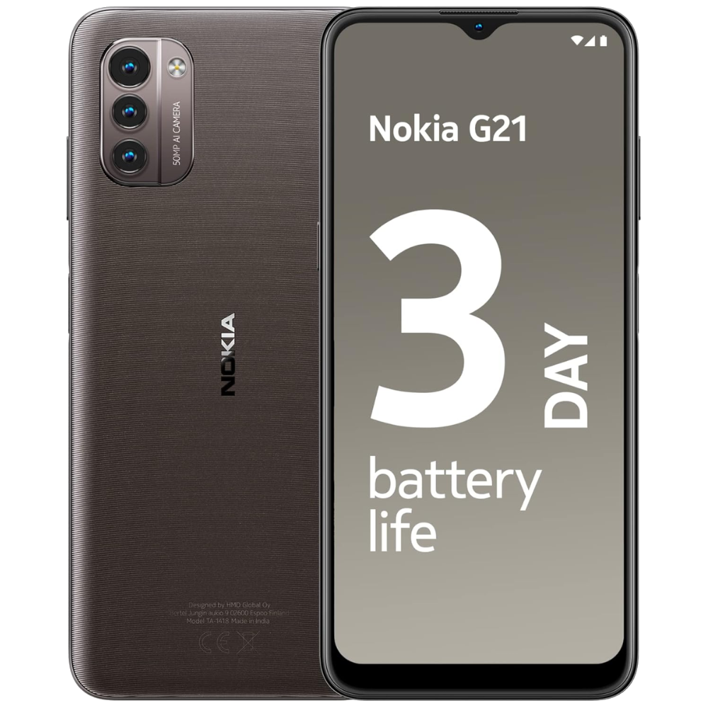 Nokia G21 front and back in Dusk