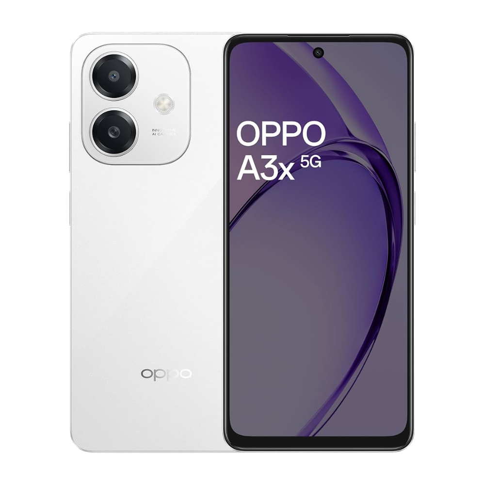 Oppo A3x 5G Starlight White Front and Back