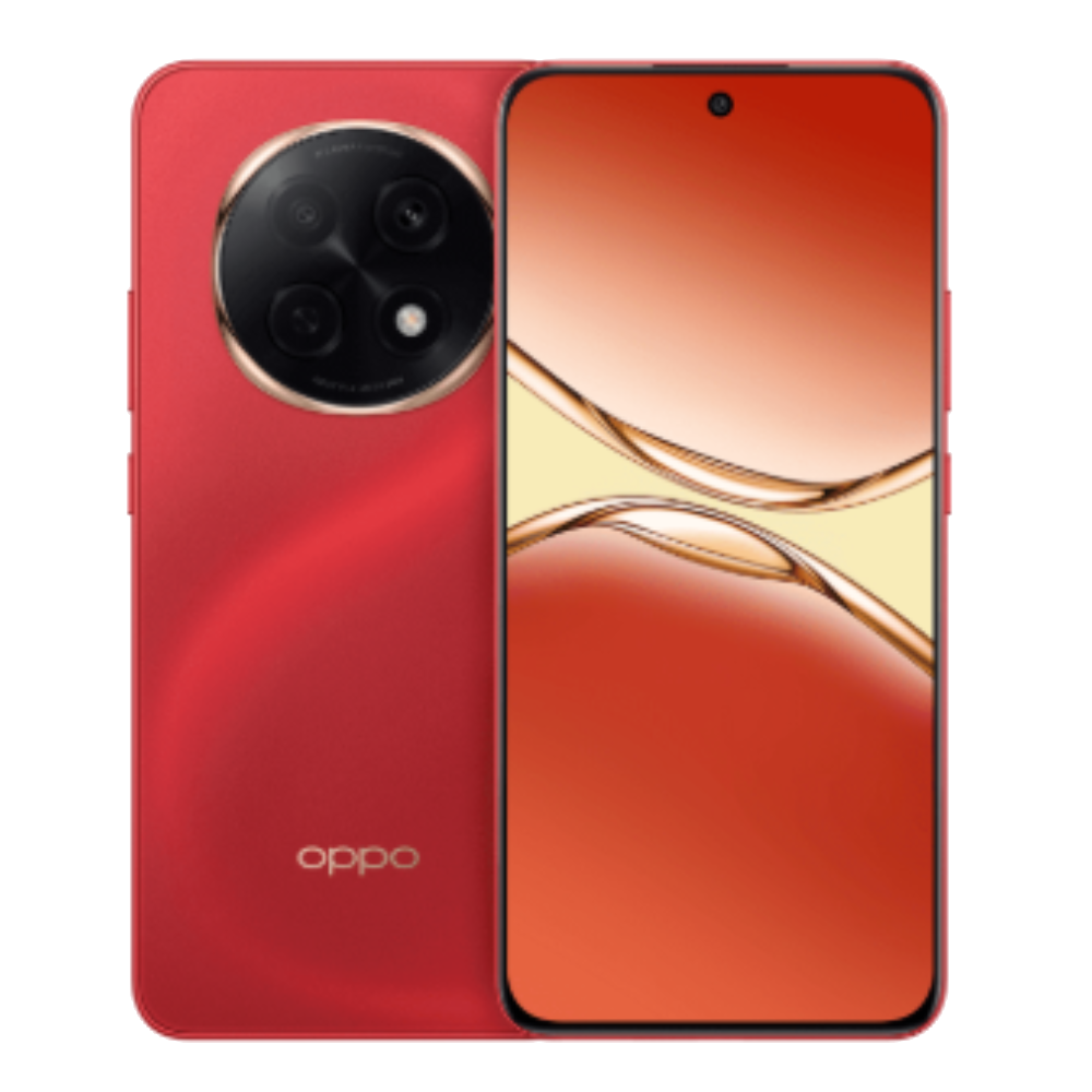 Oppo A5 Pro 5G front and back in New Year Red