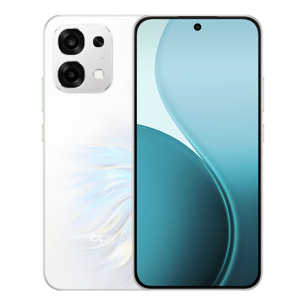 Oppo F33 5G front and back in Pearl White