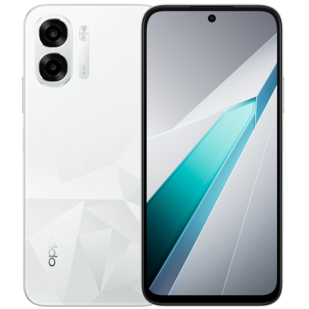 Oppo K15x Glacier White Front and Back