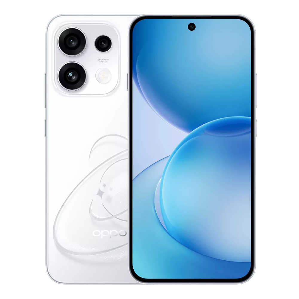 Oppo Reno 16C Front and Back in Starry White