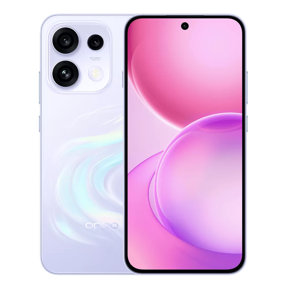 Oppo Reno 16C Front and Back in Stellar Purple