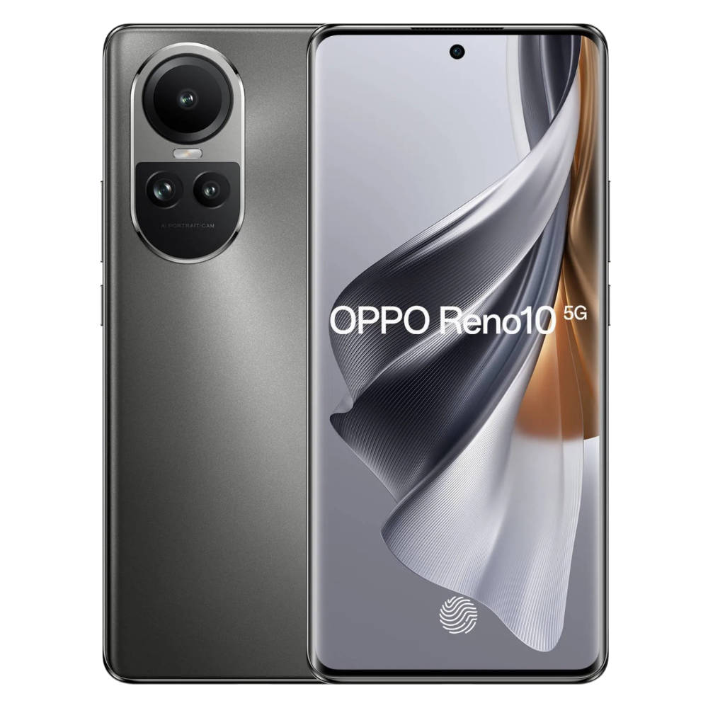 OPPO Reno10 front back Silvery Grey