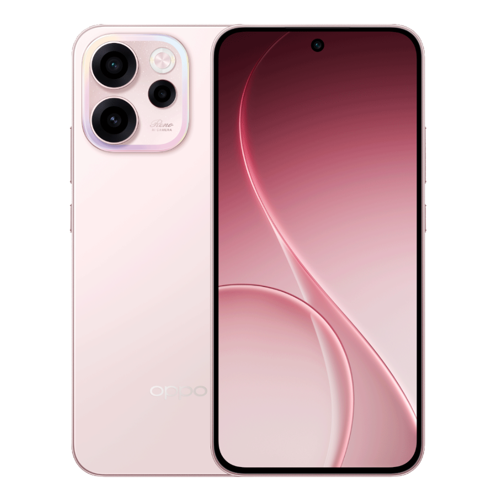 Oppo Reno15 A 5G Front and Back in Afterglow Pink