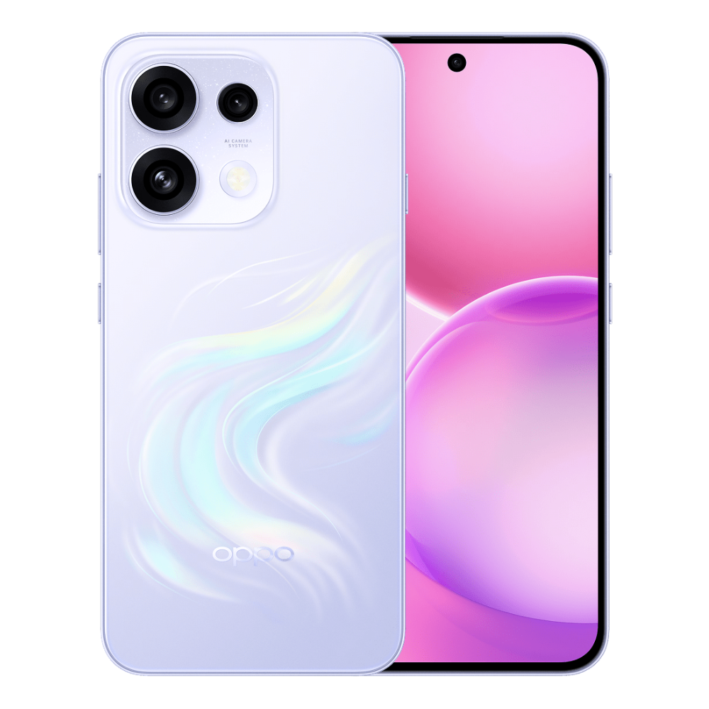 Oppo Reno16 F 5G Front and Back in Dream Purple