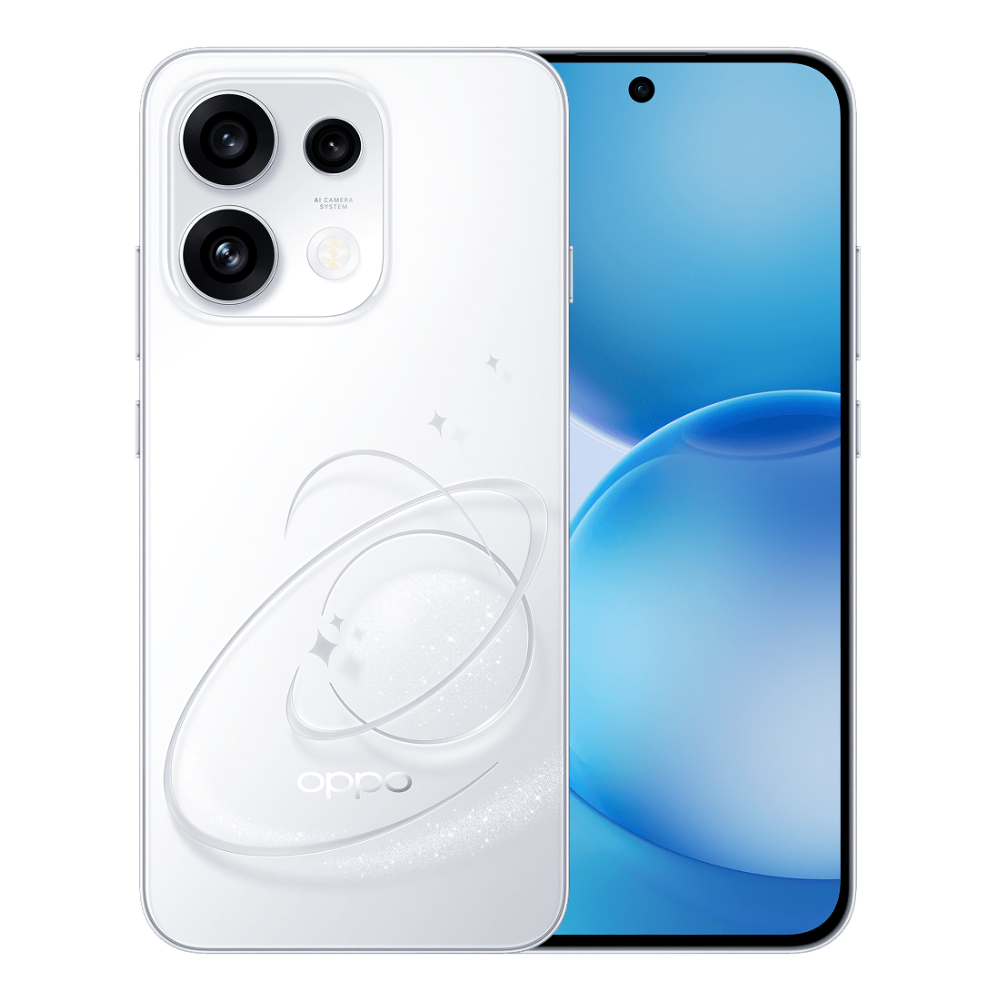 Oppo Reno16 F 5G Front and Back in Pop White