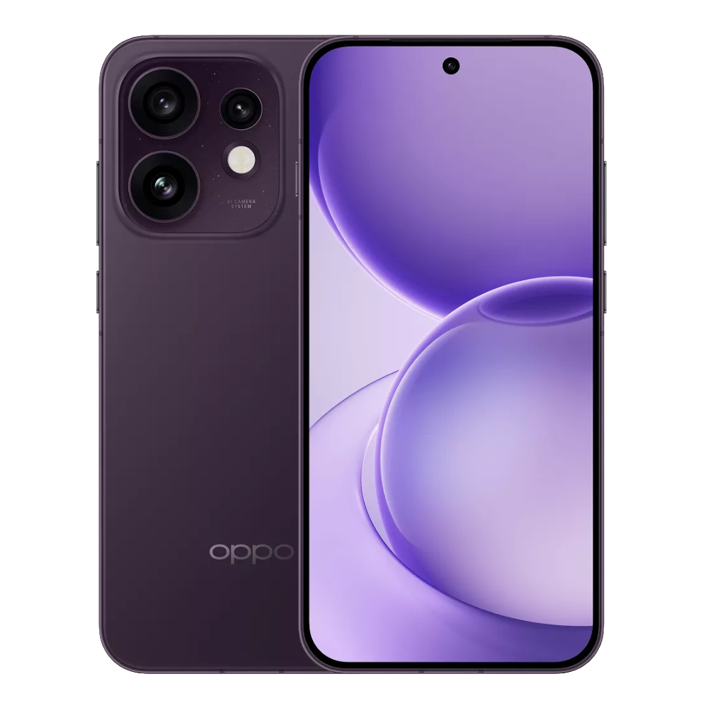 Oppo Reno 16 Front and Back in Twilight Violet