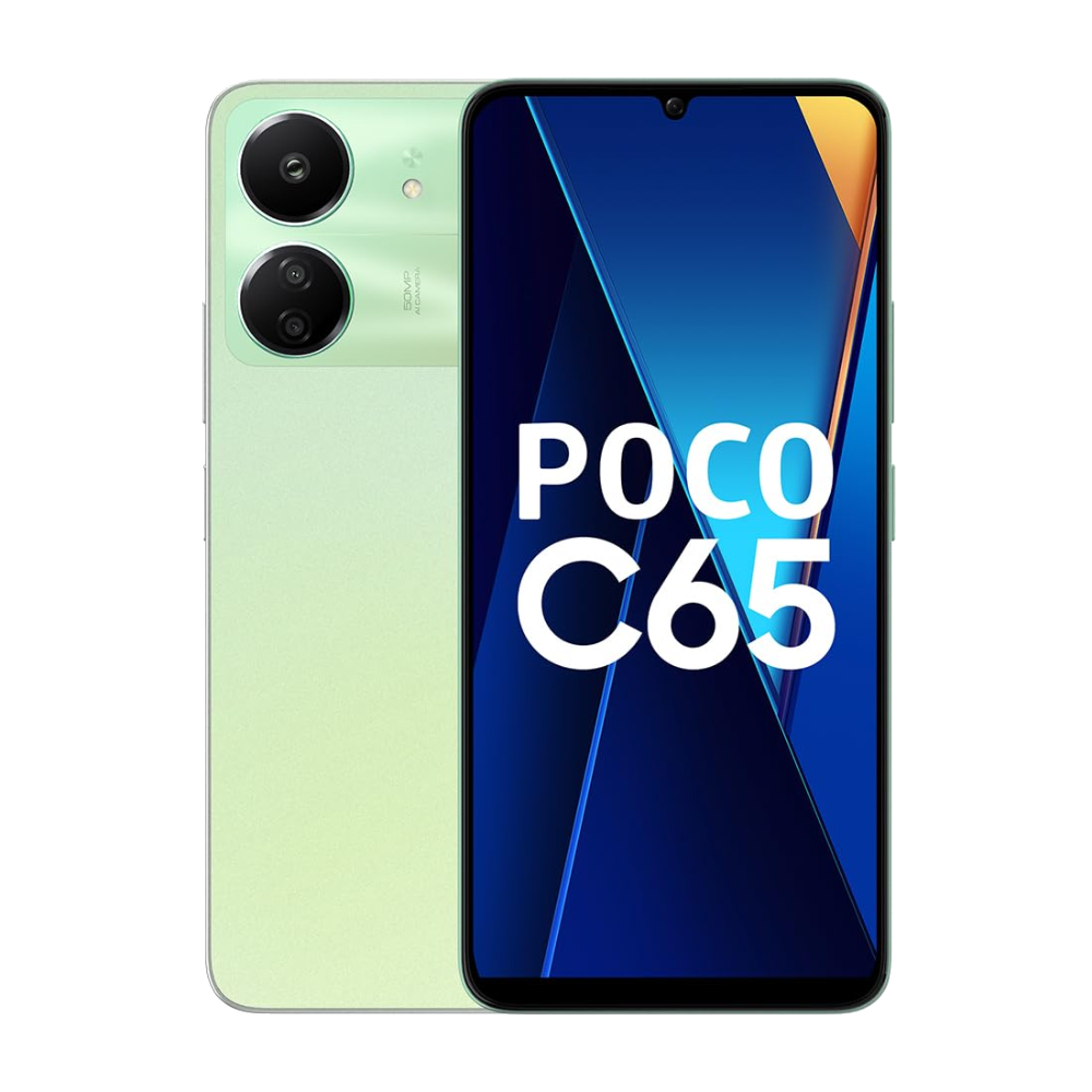 Poco C65 front and back in Pastel Green