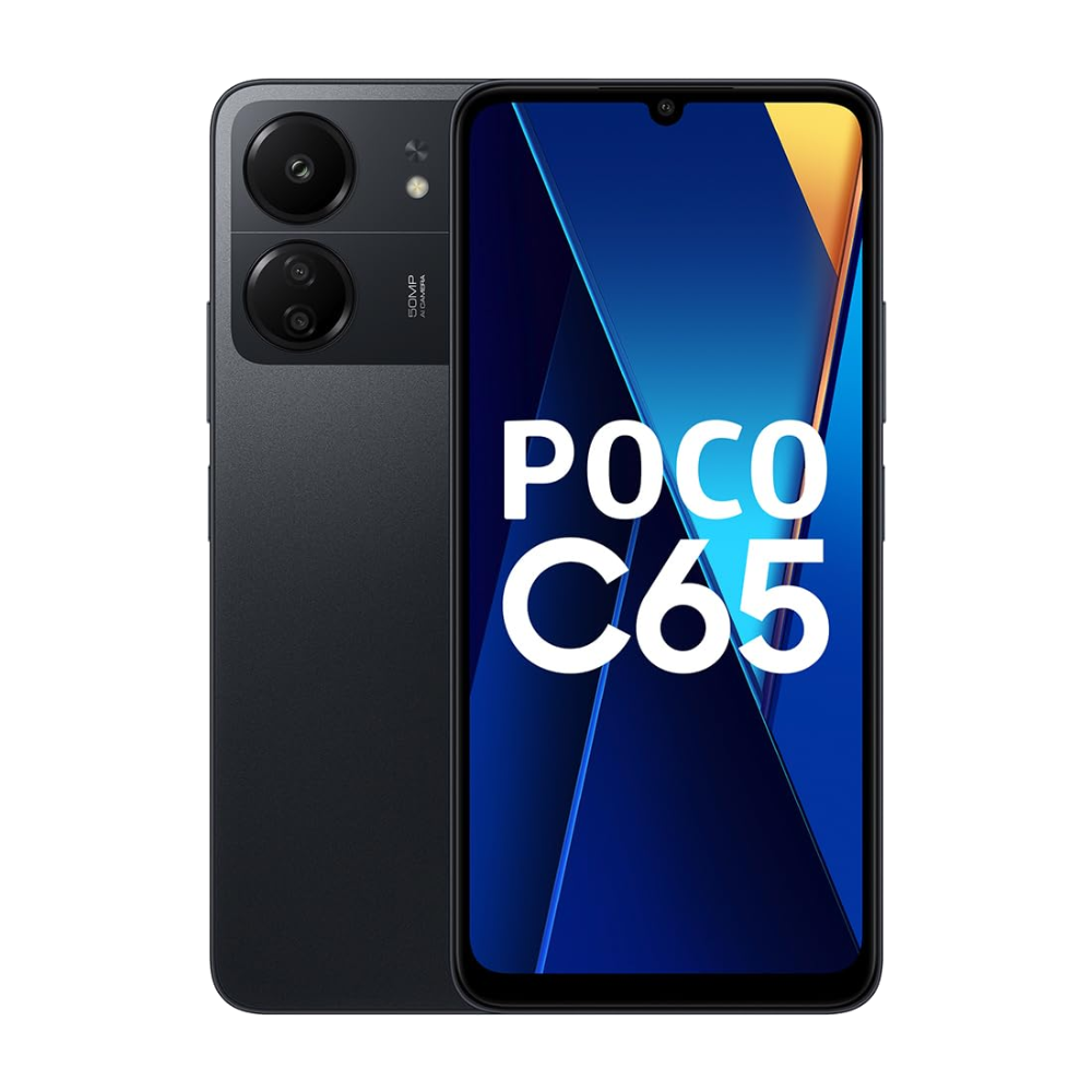 Poco C65 front and back in Matte Black