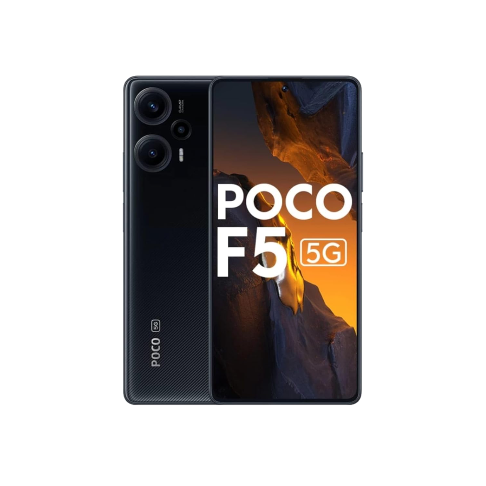 Poco F5 front and back in Carbon Black