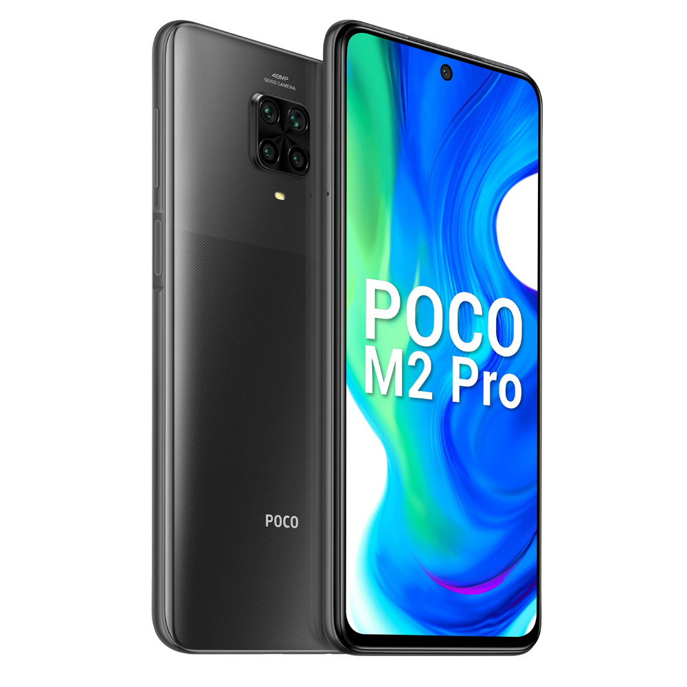 Poco M2 Pro front and back in Two Shades of Black