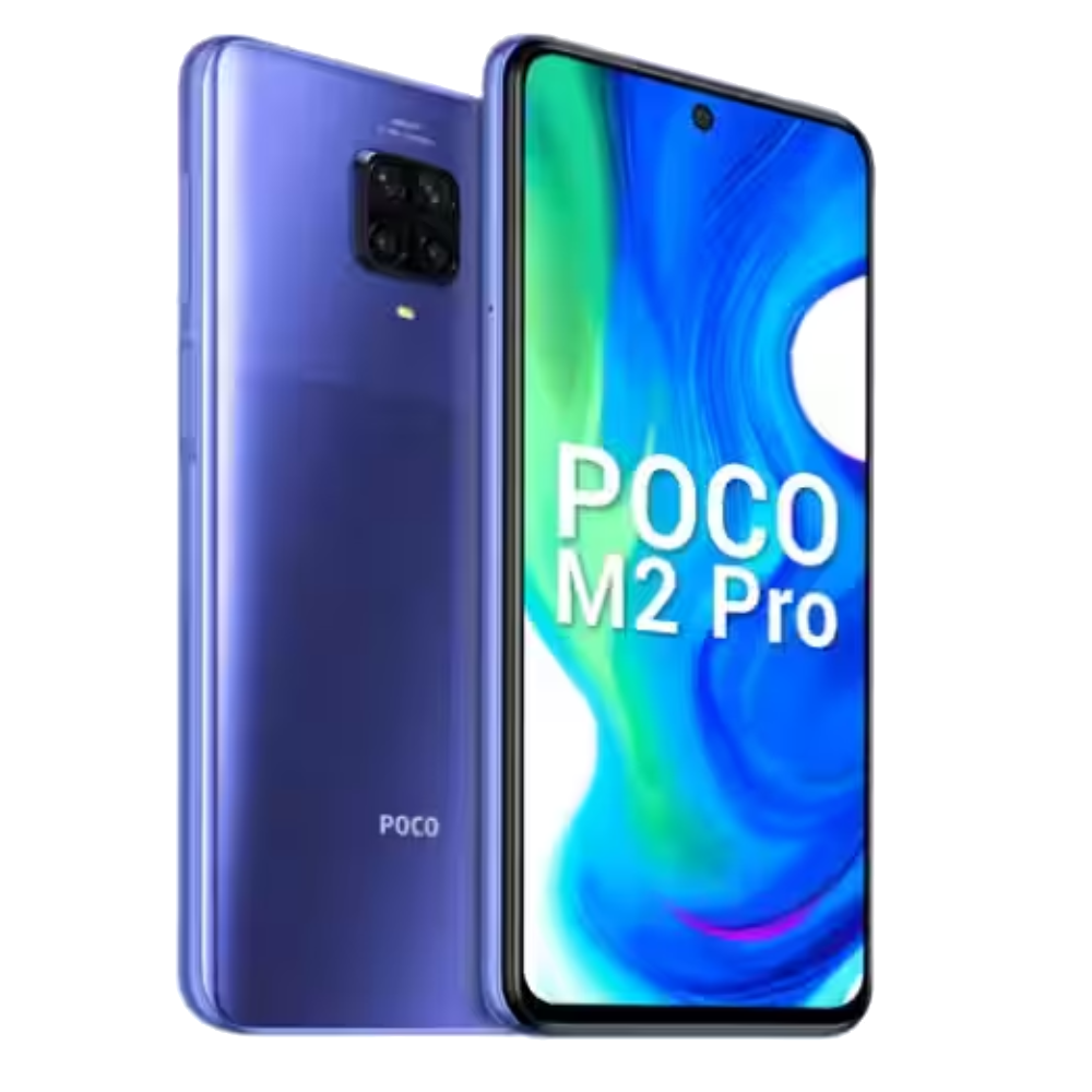 Poco M2 Pro front and back in Out of the Blue