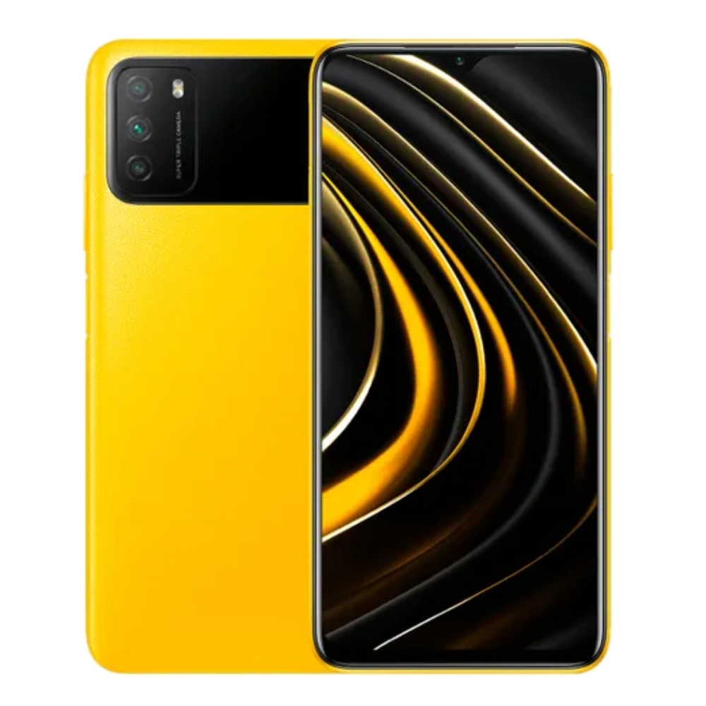 Poco M3 front back Yellow