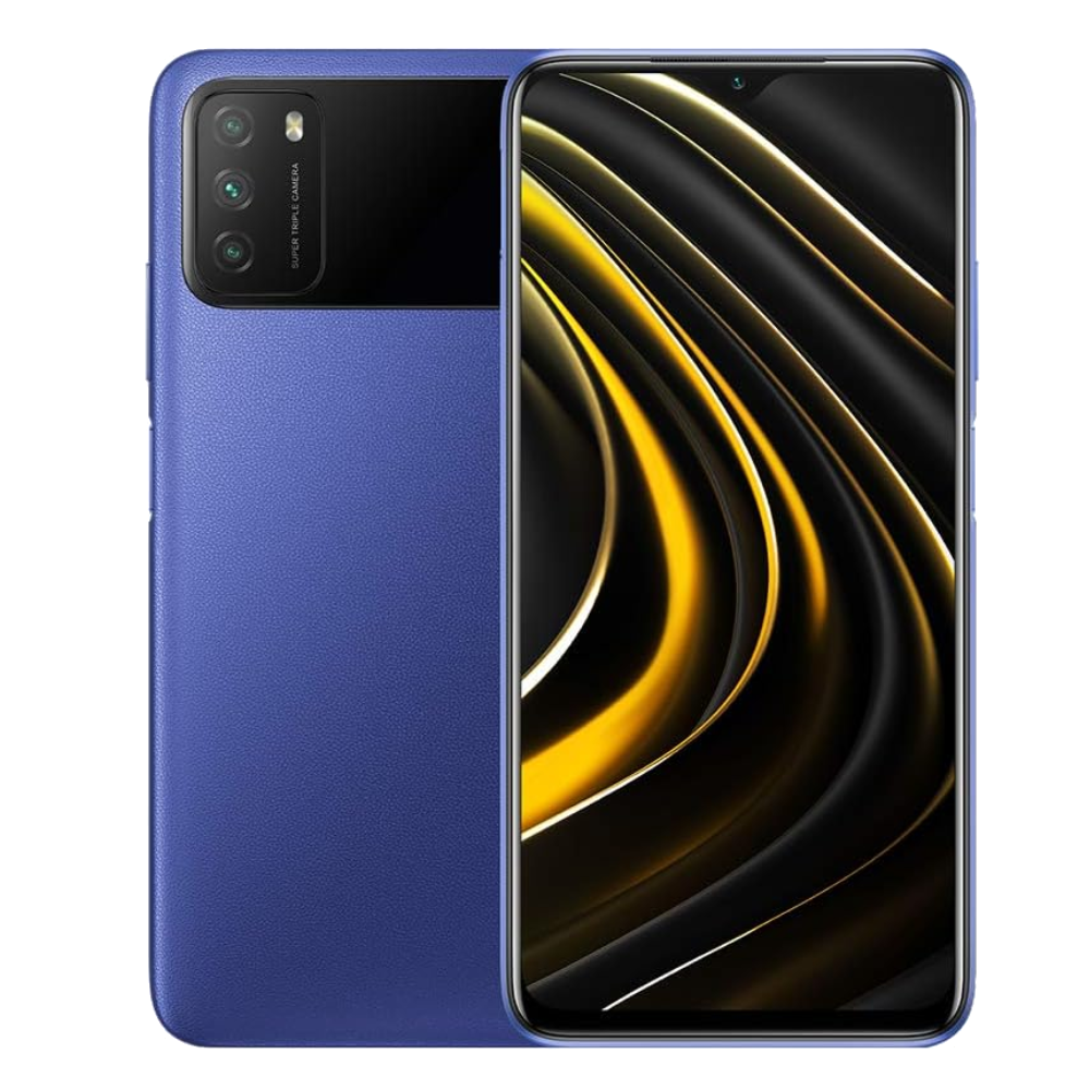 Poco M3 front back Cool Blue