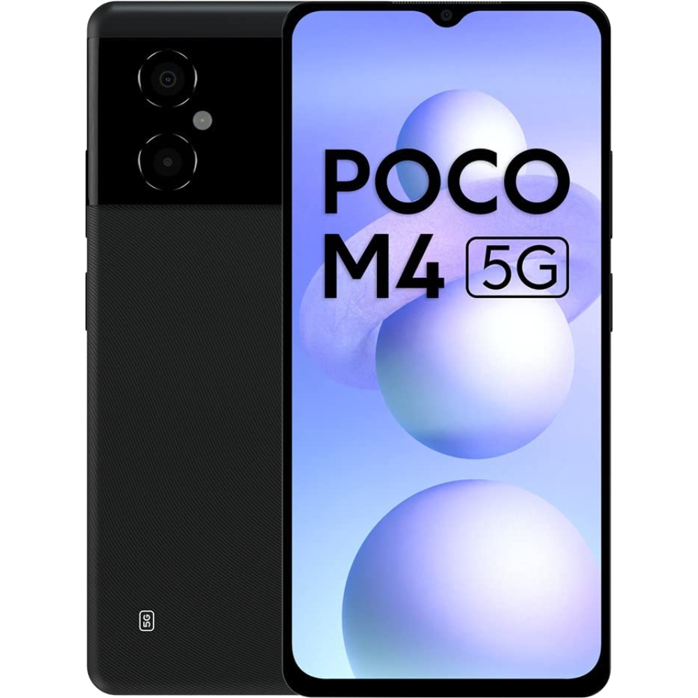 Poco M4 5G front and back in Power Black