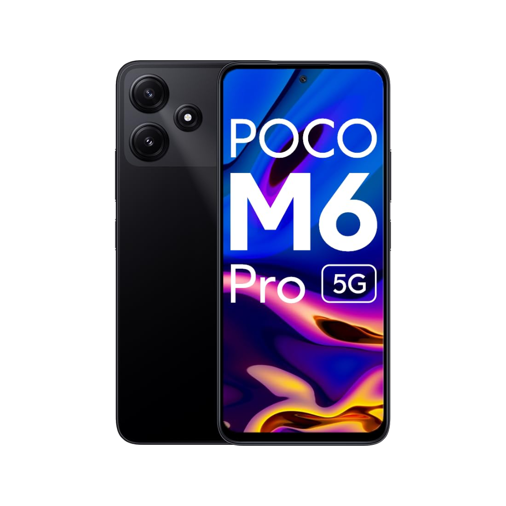 Poco M6 Pro front and back in Power Black