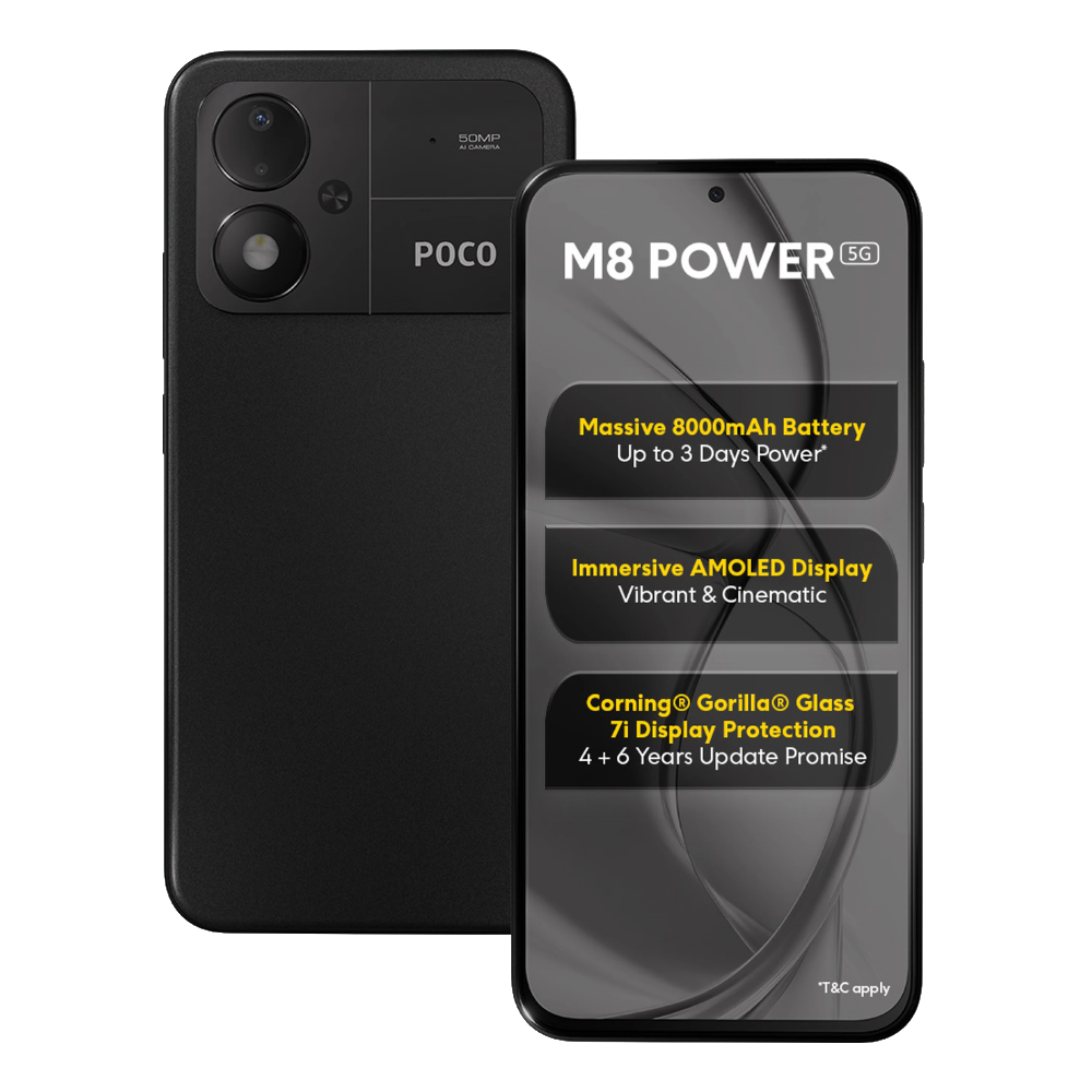Poco M8 Power Front and Back in Black