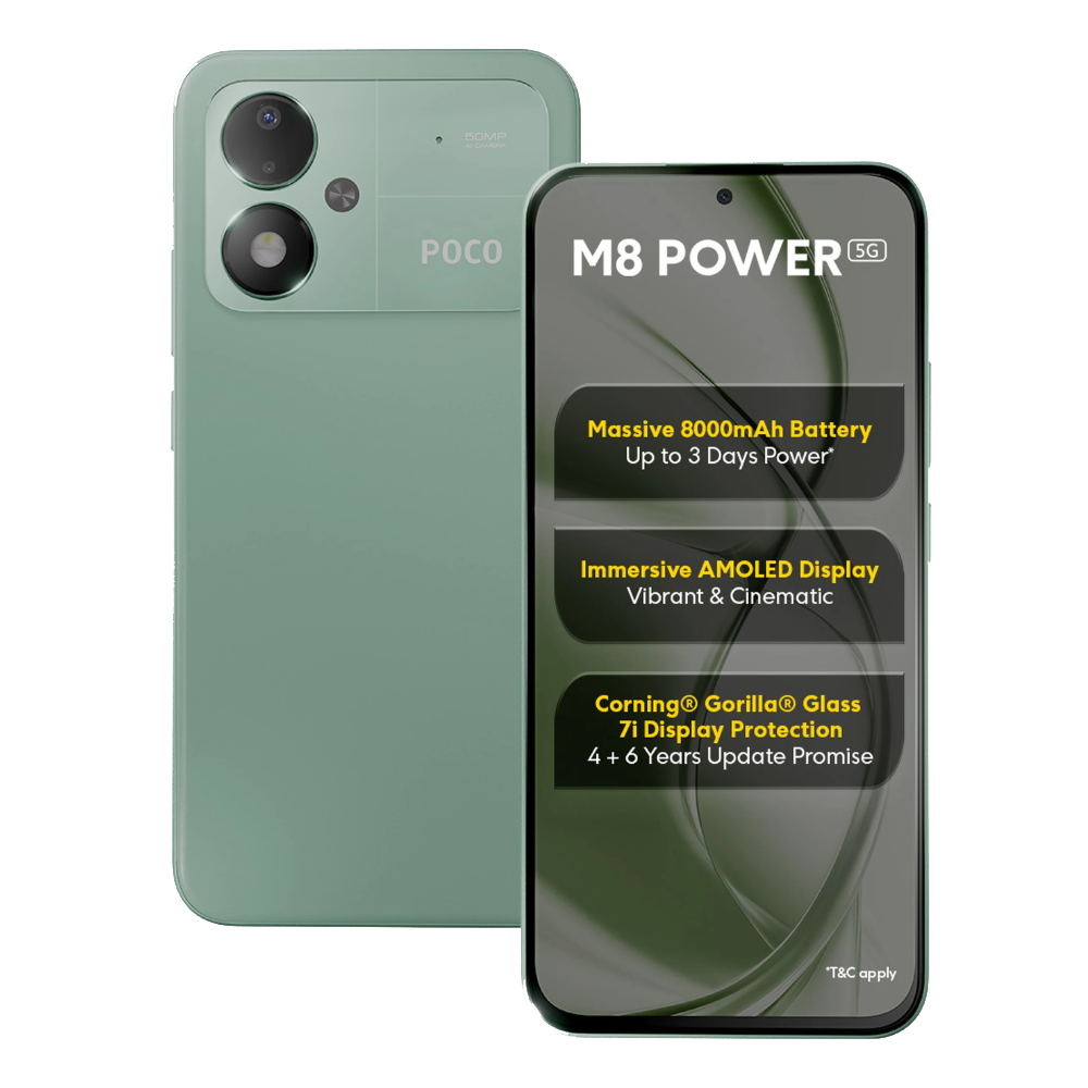 Poco M8 Power Front and Back in Green