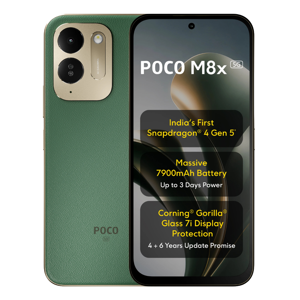 Poco M8x 5G Front and Back in Leather Green