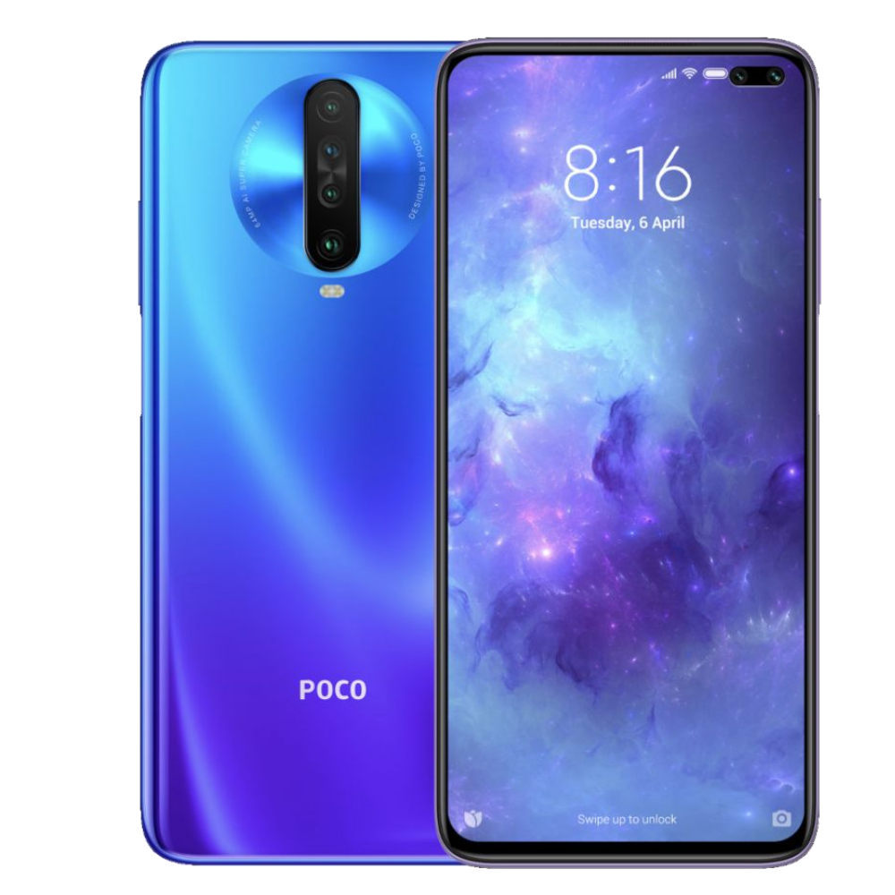 Poco X2 front back Atlantis Blue