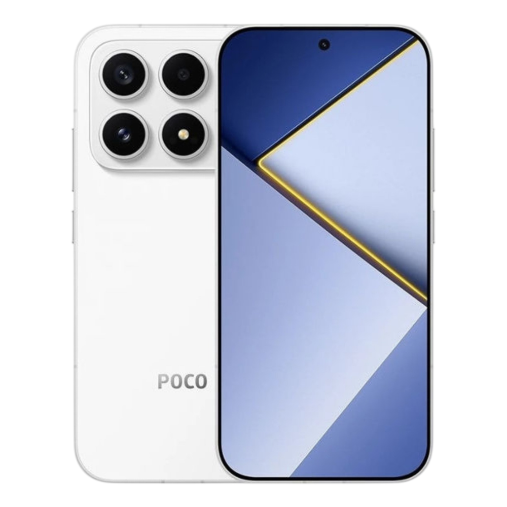 Poco X8s White Front and Back View