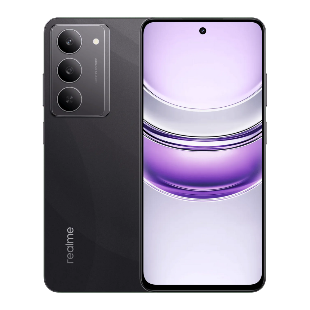 Realme 14x 5G front and back in Crystal Black