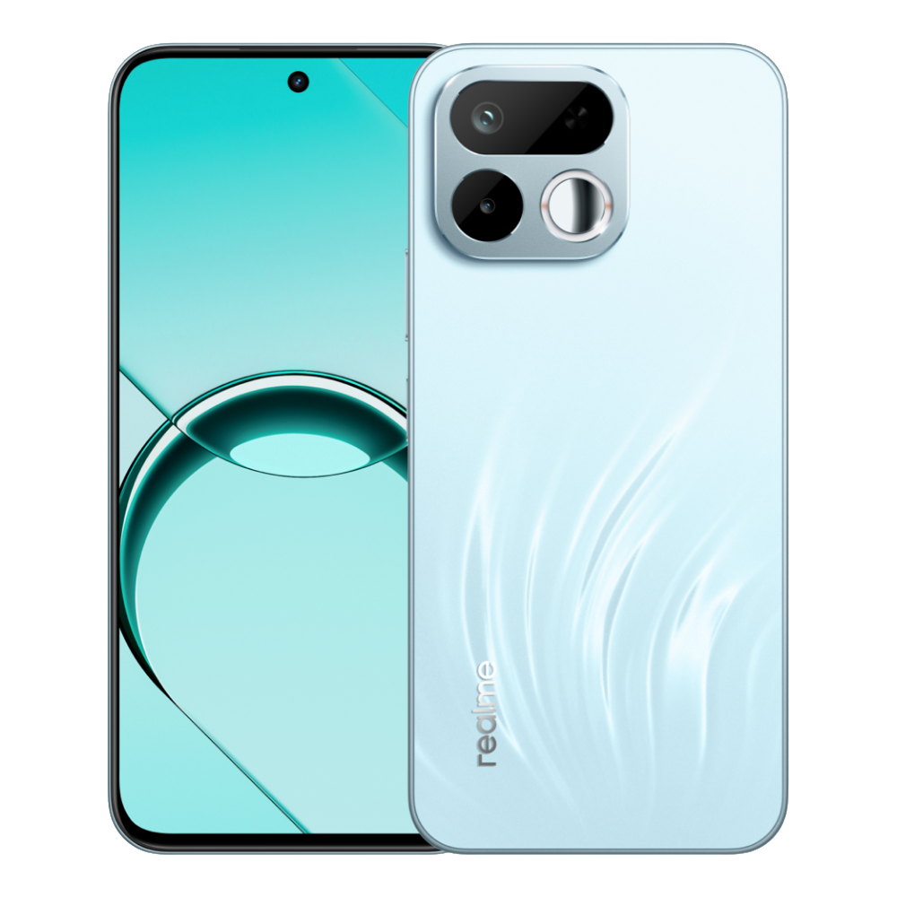 Realme 16T front and back in Aurora Green