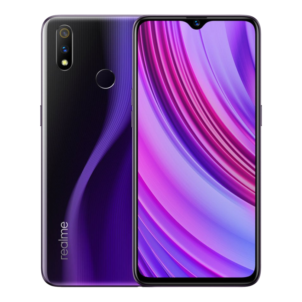 Realme 3 Pro Front Back Lightning Purple