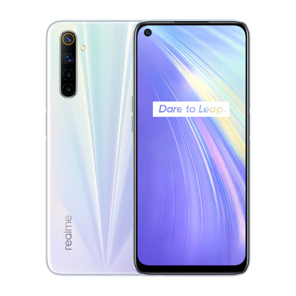 Realme 6 Comet White Front and Back